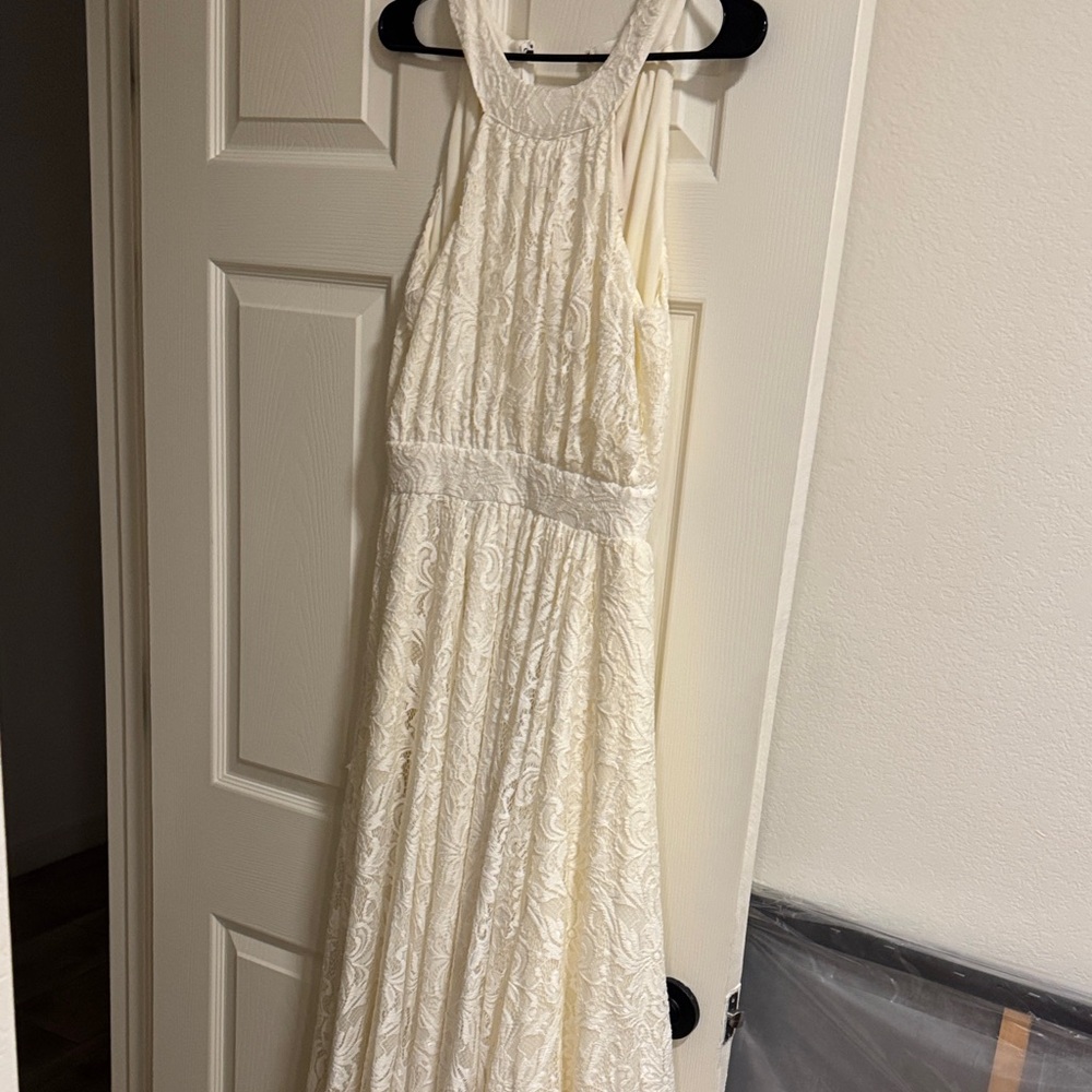 Pinup Couture Ivory Lace Maxi Dress hand made by PinUp brand.